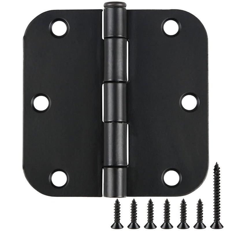 TDCHINGES 2 Pack Rounded Matte Black Door Hinges 3.5 Inch Interior Room Hardware 3 1/2"" 5/8 Radius Apartment Cottage Flat Bungalow Mobile Home Skyscraper Indoor Hinge for Doors Use Renovate Bedroom Kitchen - Image 1